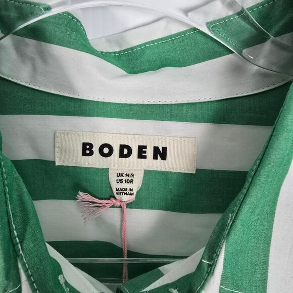 Boden Cotton Midi Shirt Dress Relaxed Fit Long Sleeve Button Front Waist Tie 10 - Picture 5 of 8